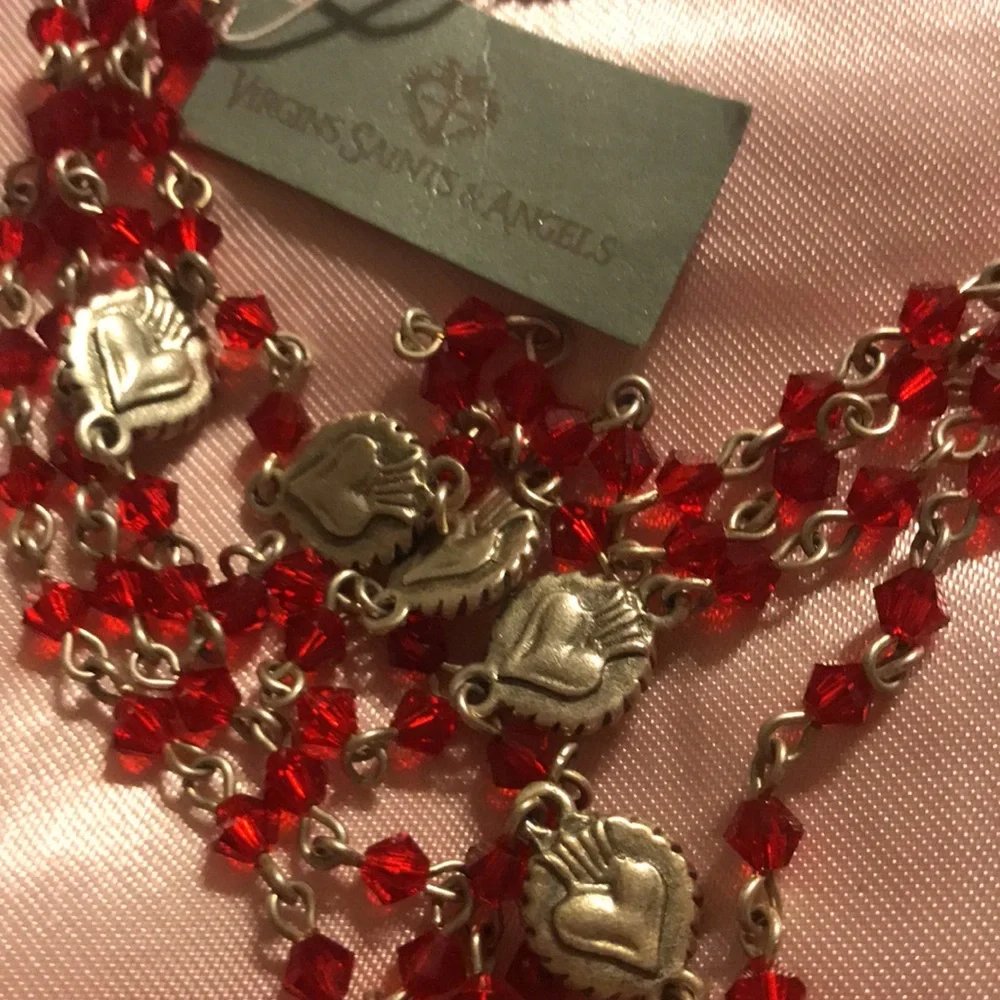 VSA Virgin Saints & Angels 4 strand crystal layered necklace, w clear crystals - Picture 6 of 7